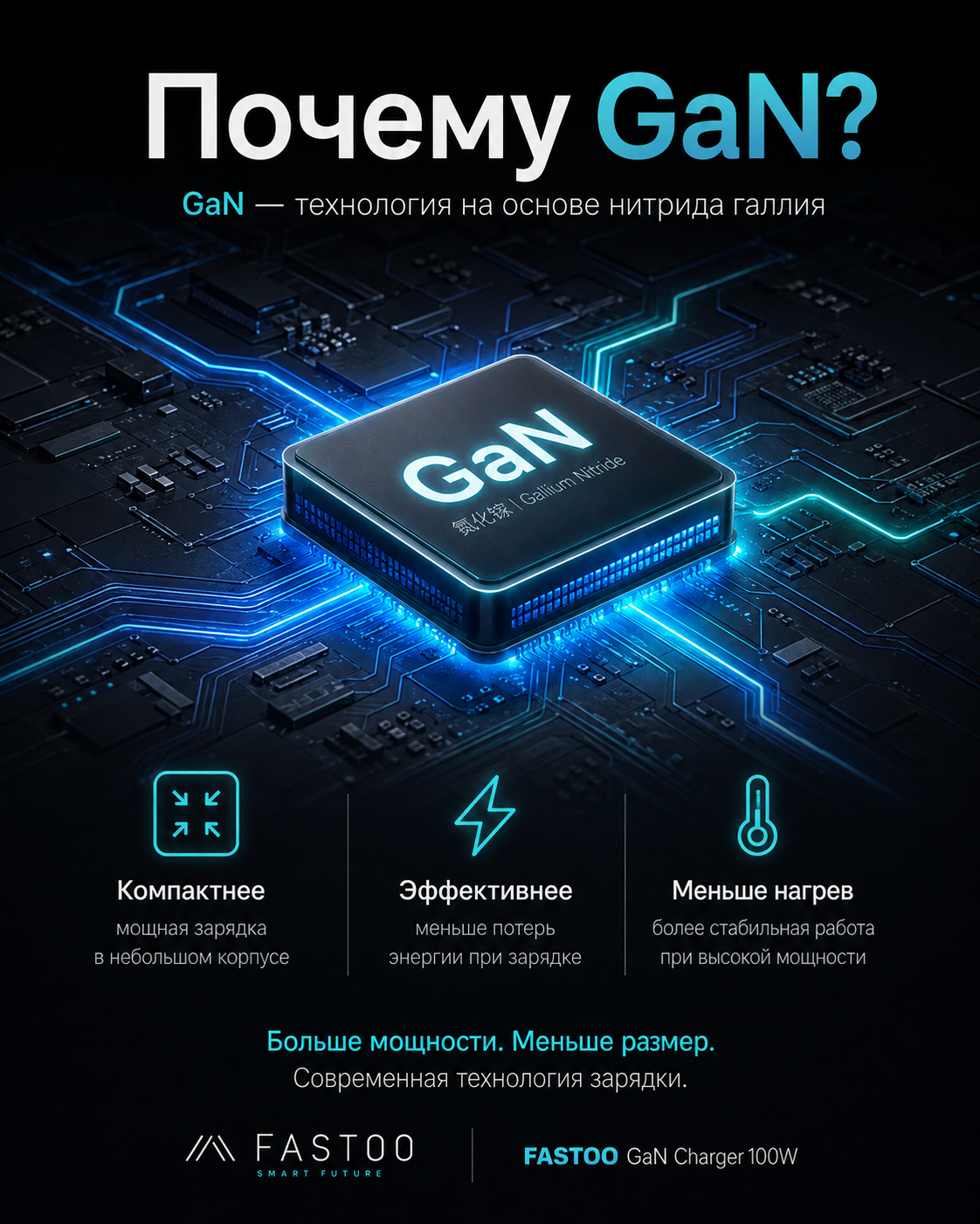thumb картинка Сетевое зарядное устройства Fastoo GaN Charger 100W A+C+C от магазина Fastoo