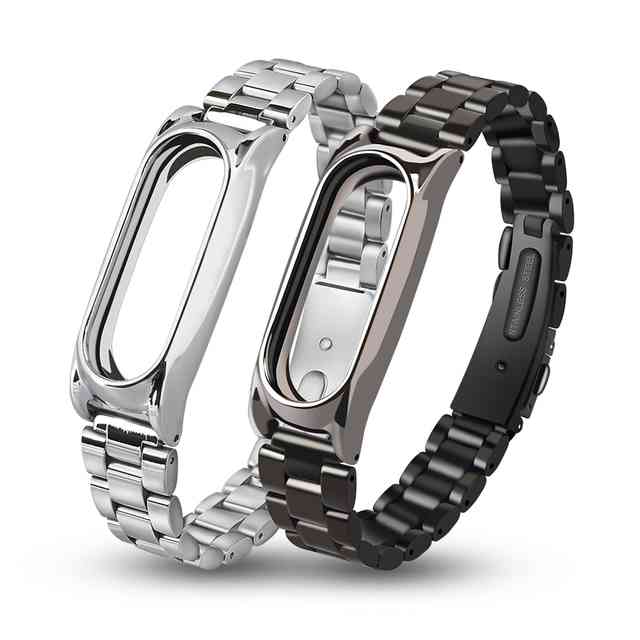 thumb картинка Ремешок для Xiaomi Mi Band 5 металлический на застёжке (3 звена) от магазина Fastoo