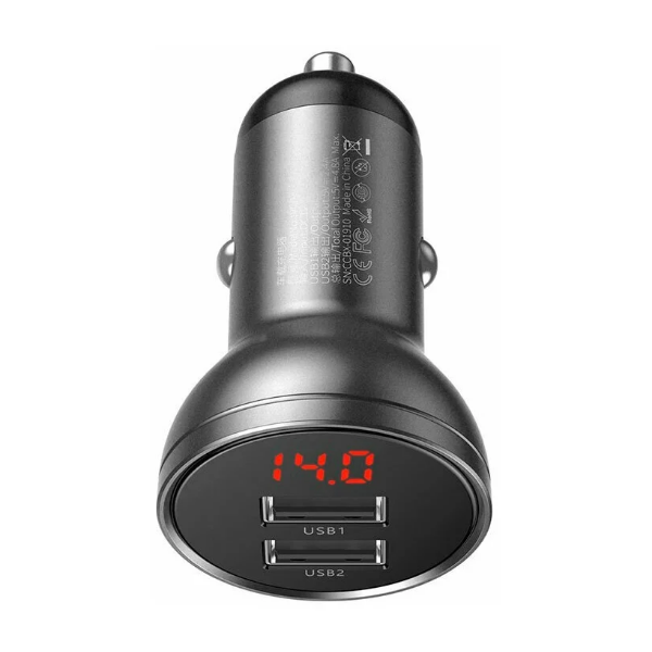 thumb картинка Автомобильное зарядное устройство Baseus Digital Display Dual Car Charger 24W от магазина Fastoo