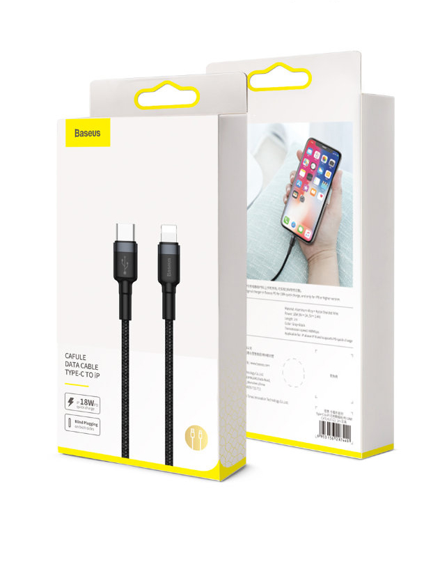 thumb картинка Кабель USB-C Lightning Baseus Cafule 18W / 20W  от магазина Fastoo
