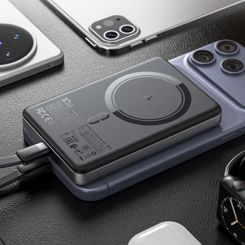 thumb картинка Аккумулятор внешний AceFast M12 PD20W Ultra-thin Magnetic Wireless Charging Power Bank 10000mAh от магазина Fastoo