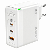 картинка Сетевое зарядное устройства Fastoo GaN Charger 100W A+C+C магазин Fastoo являющийся официальным дистрибьютором в России 